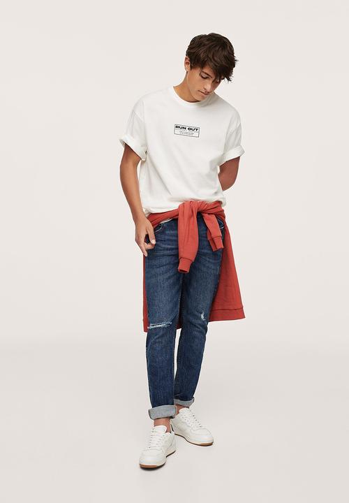 MANGO - T-shirt run - off white 