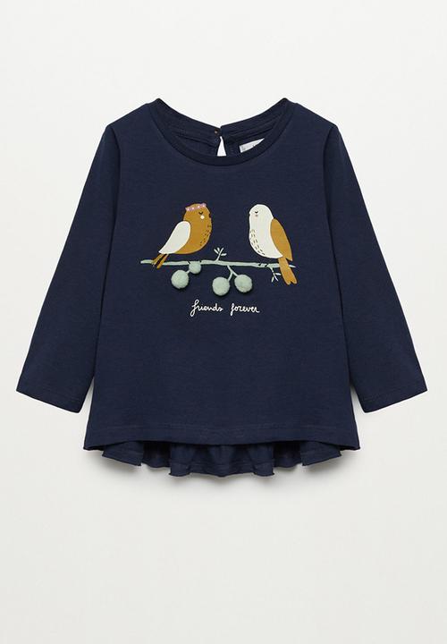 MANGO - T-shirt birdy - navy
