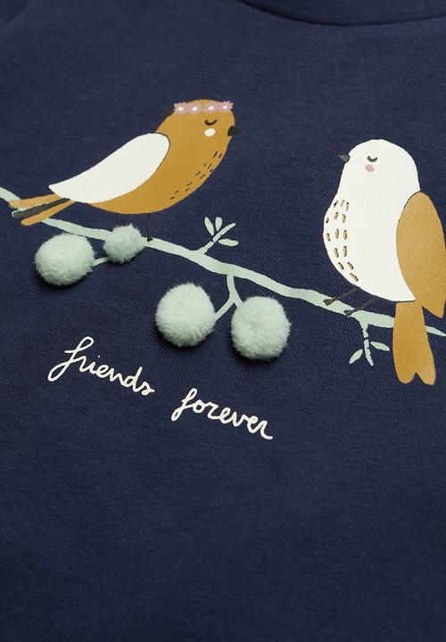 MANGO - T-shirt birdy - navy