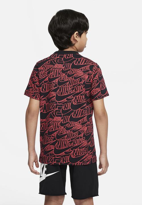 Nike - B nsw tee kids aop - black & red