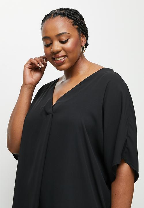 edit Plus - Plus longline soft blouse - black