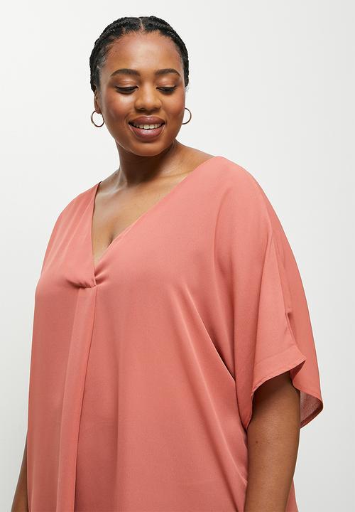 edit Plus - Plus longline soft blouse - dusty pink