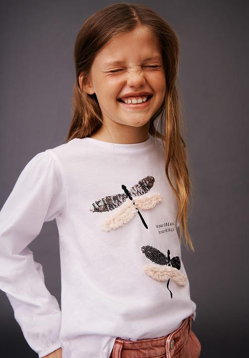 MANGO - T-shirt dragon - white
