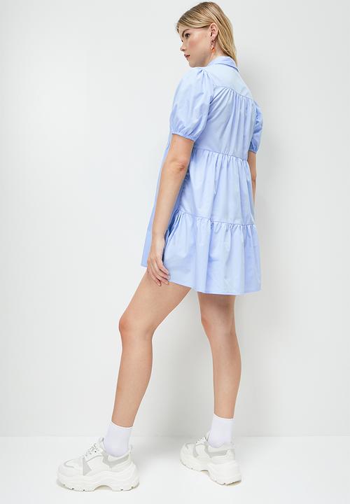 Blake - Tiered mini dress - powder blue