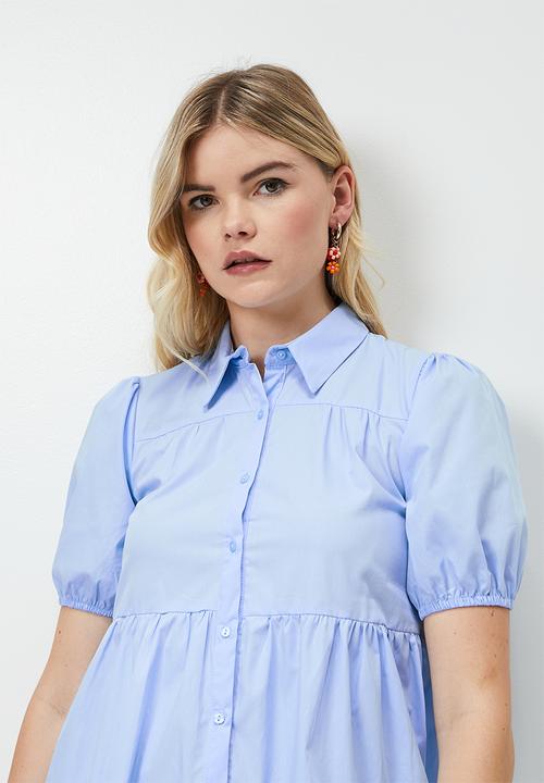 Blake - Tiered mini dress - powder blue