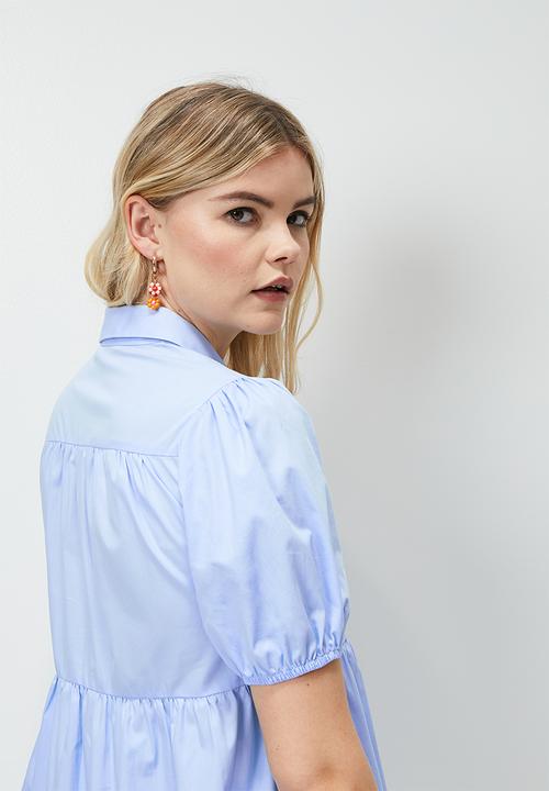 Blake - Tiered mini dress - powder blue