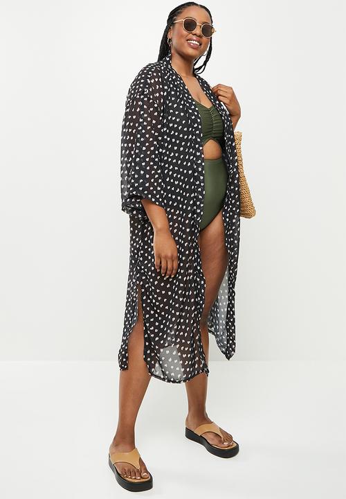 Me&B - Plus kimono - black & cream 