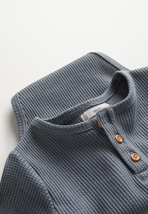 MANGO - T-shirt gofre - medium blue