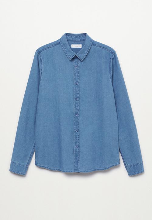 MANGO - Shirt bray - open blue