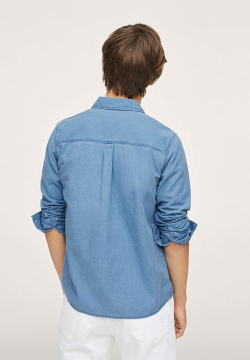 MANGO - Shirt bray - open blue
