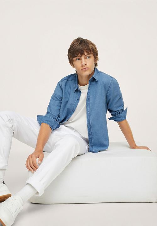 MANGO - Shirt bray - open blue