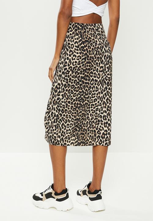 Trendyol - Slit skirt - brown & black 