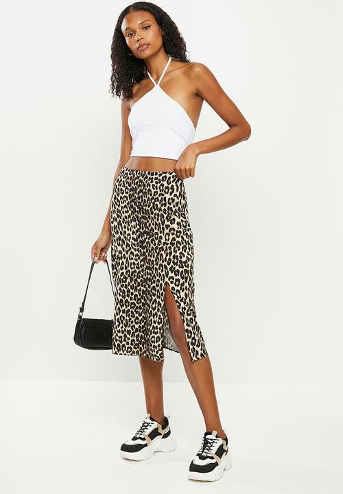 Trendyol - Slit skirt - brown & black 