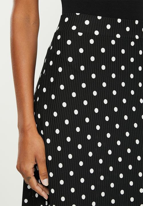 Trendyol - Polka dot patterned knitted skirt - black & white 