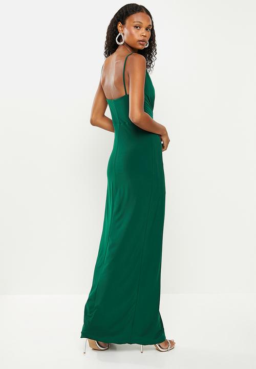 Trendyol - Draped detailed evening dress - emerald green
