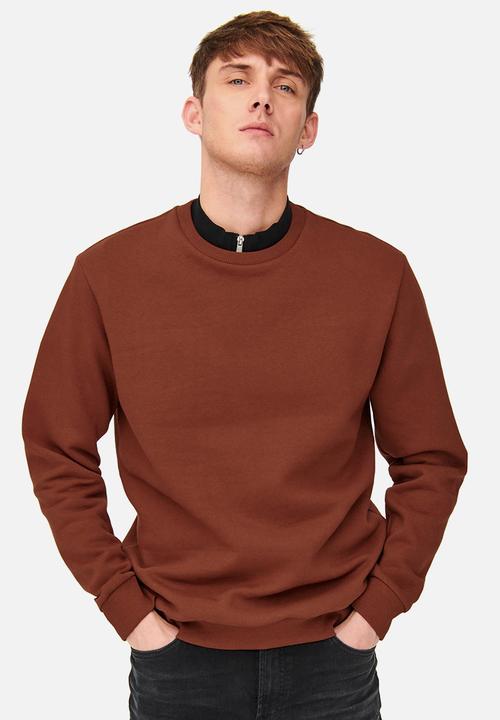 Only & Sons - Onsceres life crew neck noos - burnt henna