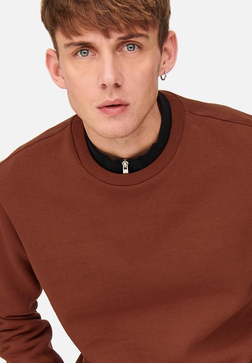 Only & Sons - Onsceres life crew neck noos - burnt henna