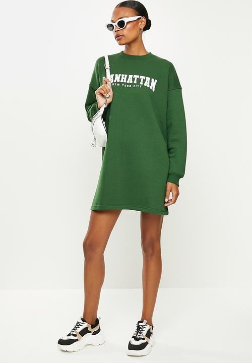 Missguided - Graphic sweater midi dress - green