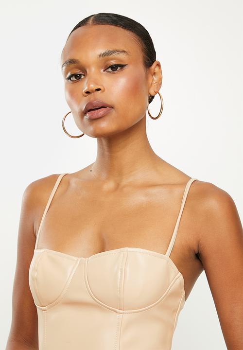 Missguided - Strappy bust cup detail mini dress - sand