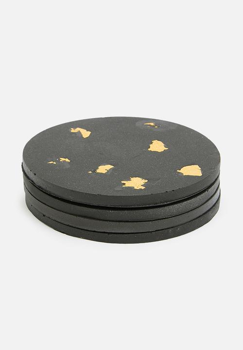 Terrazzo Home - Set of 4 coasters - black & gold