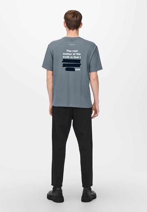Only & Sons - Onsosris life rlx short sleeve redact tee - stormy weather