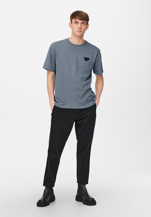 Only & Sons - Onsosris life rlx short sleeve redact tee - stormy weather