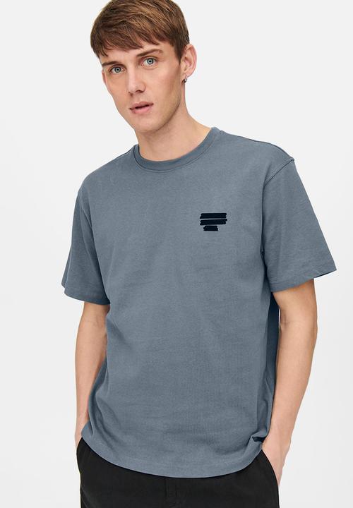 Only & Sons - Onsosris life rlx short sleeve redact tee - stormy weather