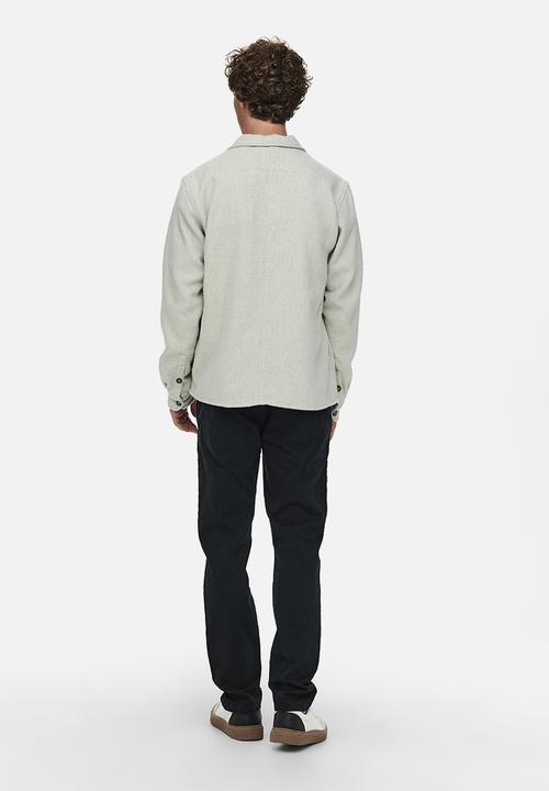 Only & Sons - Onsmillerd ls solid wool overshirt - pelican