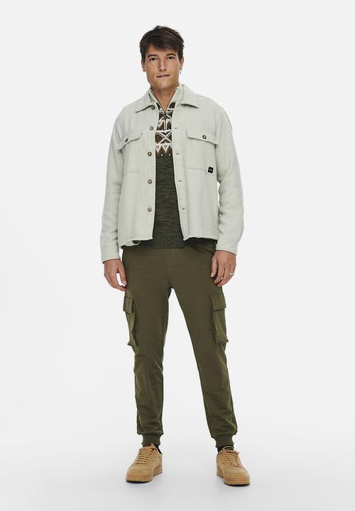 Only & Sons - Onsmillerd ls solid wool overshirt - pelican