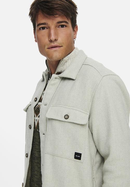 Only & Sons - Onsmillerd ls solid wool overshirt - pelican