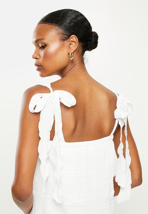 Missguided - Cami ruffle tiered midi dress - white