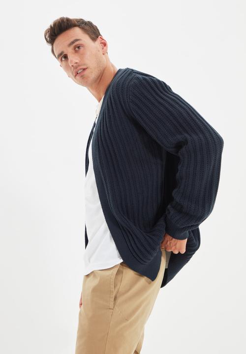 Trendyol - Textured regular fit cardigan - navy