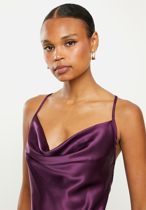 Missguided - Cowl cami dress satin - purple
