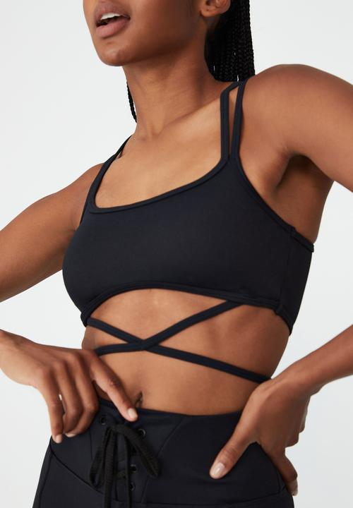 Cotton On - Rib criss cross crop - black