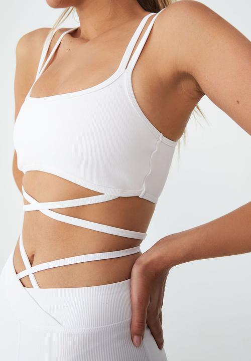 Cotton On - Rib criss cross crop - white