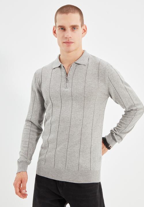 Trendyol - Quarter zip knit golfer - grey