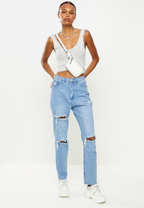Missguided - Wratth highwasited jeans -  light blue