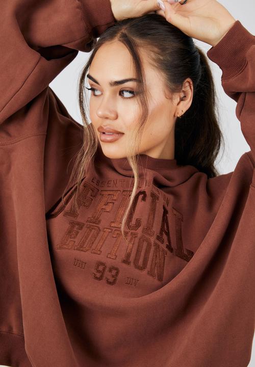 Factorie - Slouchy premium graphic crew - maple brown/official edition