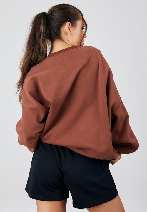 Factorie - Slouchy premium graphic crew - maple brown/official edition
