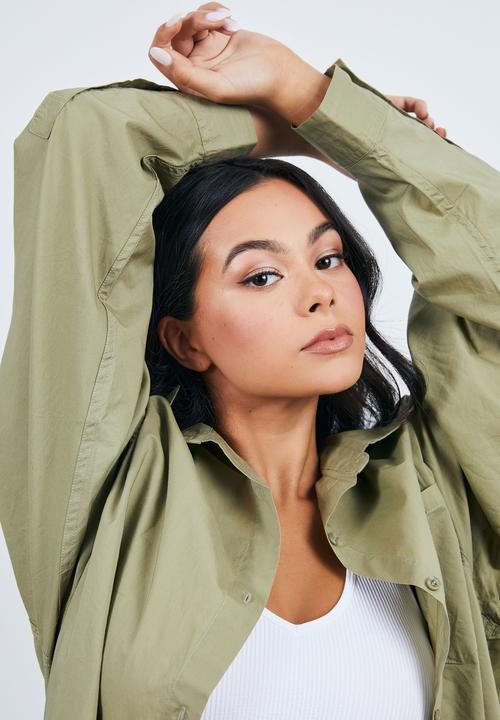 Factorie - Oversized long sleeve shirt - olive leaf