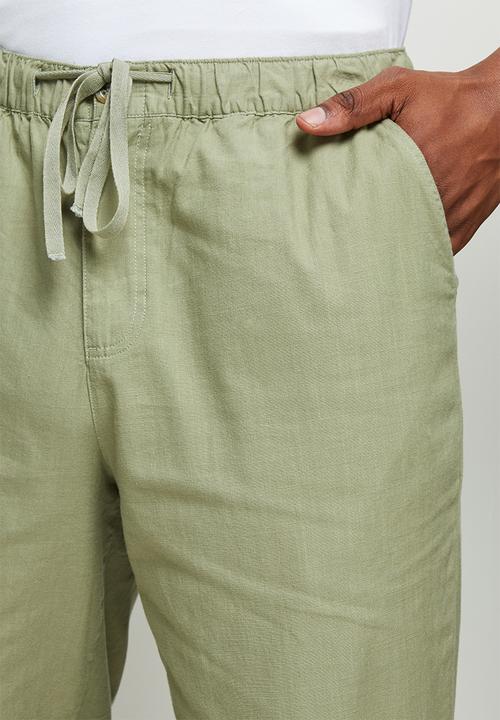 Lark & Crosse - Textured elastic waistband pant - fatigue green