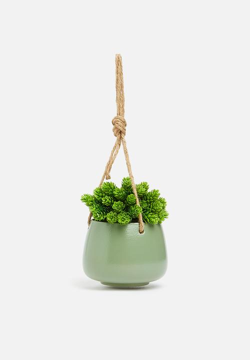 H&S - Ceramic rope flower pot - slate