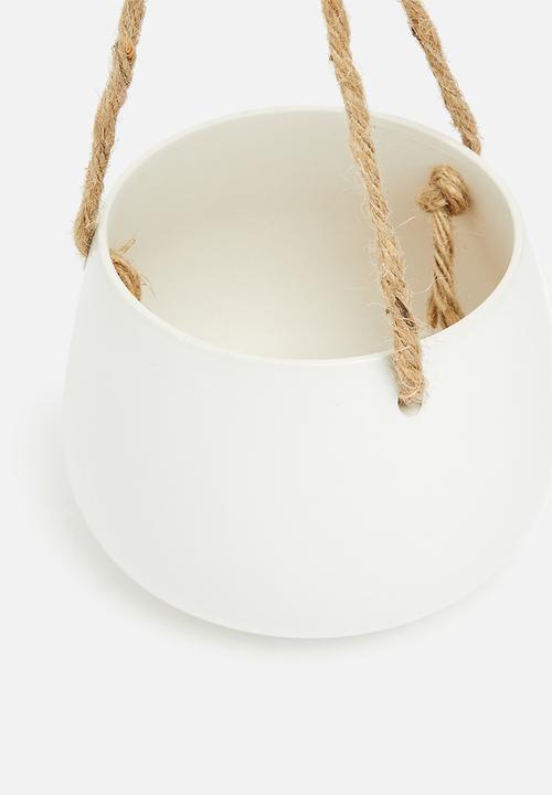 H&S - Ceramic rope flower pot - white