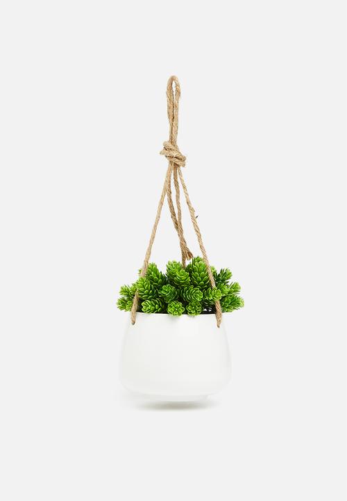 H&S - Ceramic rope flower pot - white
