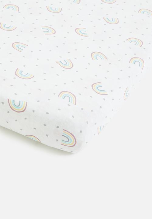 Babes and Kids Linen - Rainbows fitted cot sheet - multi