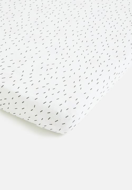 Babes and Kids Linen - Sprinkels fitted cot sheet - white & black