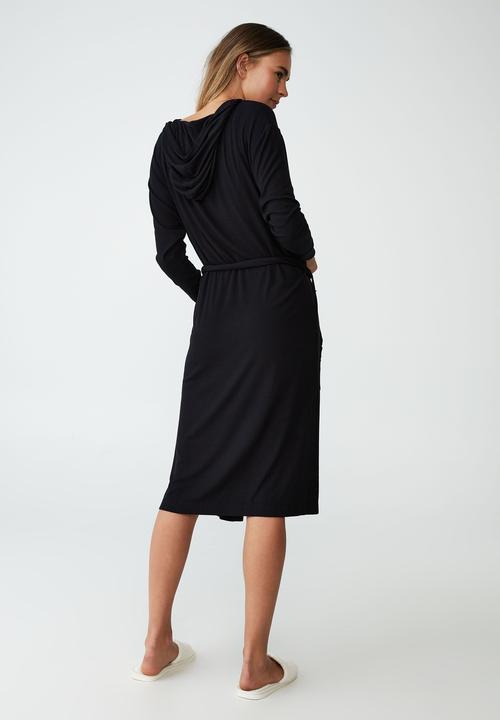 Cotton On - Sleep recovery bed robe - black rib