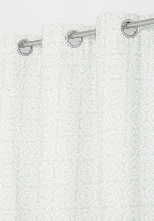 Sixth Floor - Geometric abstract printed eyelet curtain pack of 2 - grey