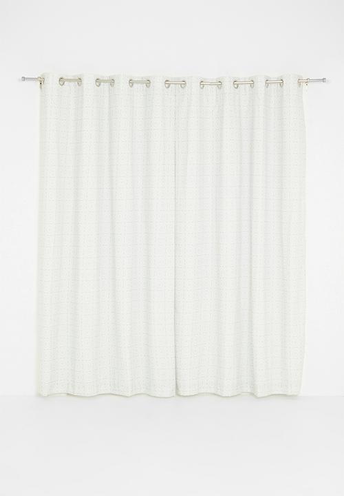 Sixth Floor - Geometric abstract printed eyelet curtain pack of 2 - grey