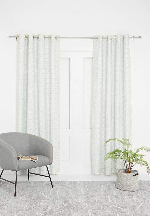 Sixth Floor - Geometric abstract printed eyelet curtain pack of 2 - grey